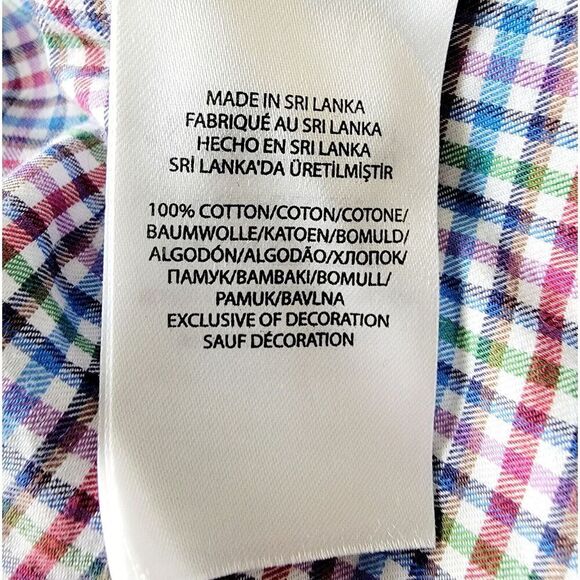 Ralph Lauren Men's XL Shirt Red Multi Color Plaid Stretch Cotton Snall Squares - Picture 7 of 7